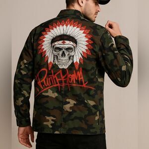 Punk Royal Camo Funnel Neck Hoodie Large Skull Graphics Heavy Jacket Size 2X